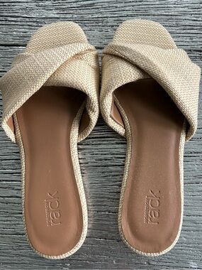 Rack Room Shoes Women's Tan Crossband Slide Sandals